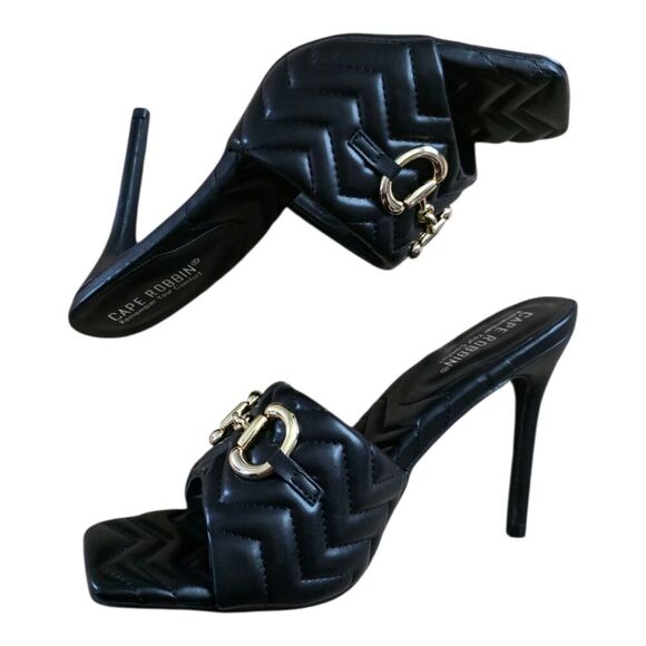 Cape Robbin Black Golden Bit Slip On Minka Heel Sandals 10 - Picture 1 of 4